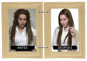 Antes y después de un Alisado Japonés profesional